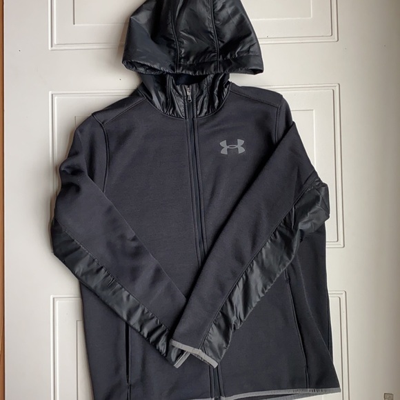 Under Armour Youth Coldgear Fleece Full Zip Hooded Black Youth L - Picture 3 of 10